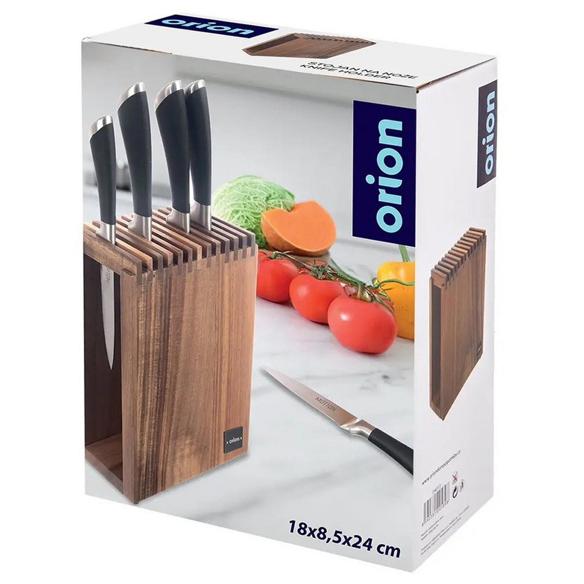 MESSERBLOCK Walnuss 12 Fächer Braun - Braun, Holz (8.5/24/18cm) - Orion 