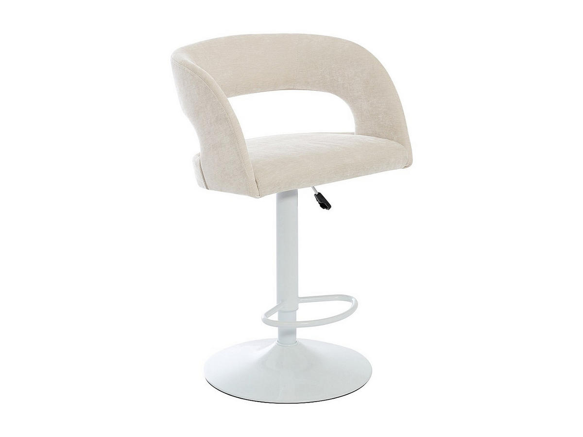 BARHOCKER 2er-Set höhenverstellbar - Stoff & weißes Metall - Cremefarben - LAJUNIA - Creme, Textil (53/108.5/52.5cm) - Vente-Unique