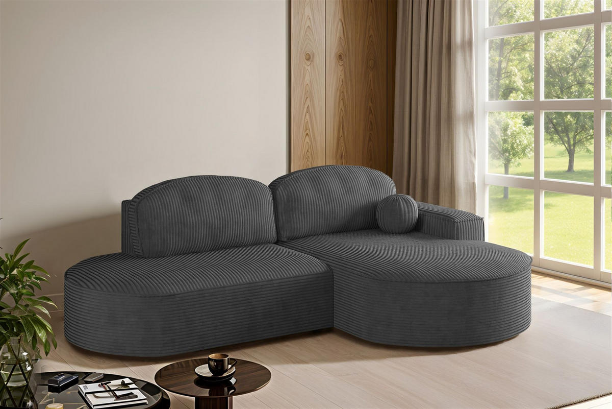 ECKSOFA Girona Mit Schlaffunktion - Dunkelgrau, Holzwerkstoff/Textil (278/179cm) - Fun Möbel