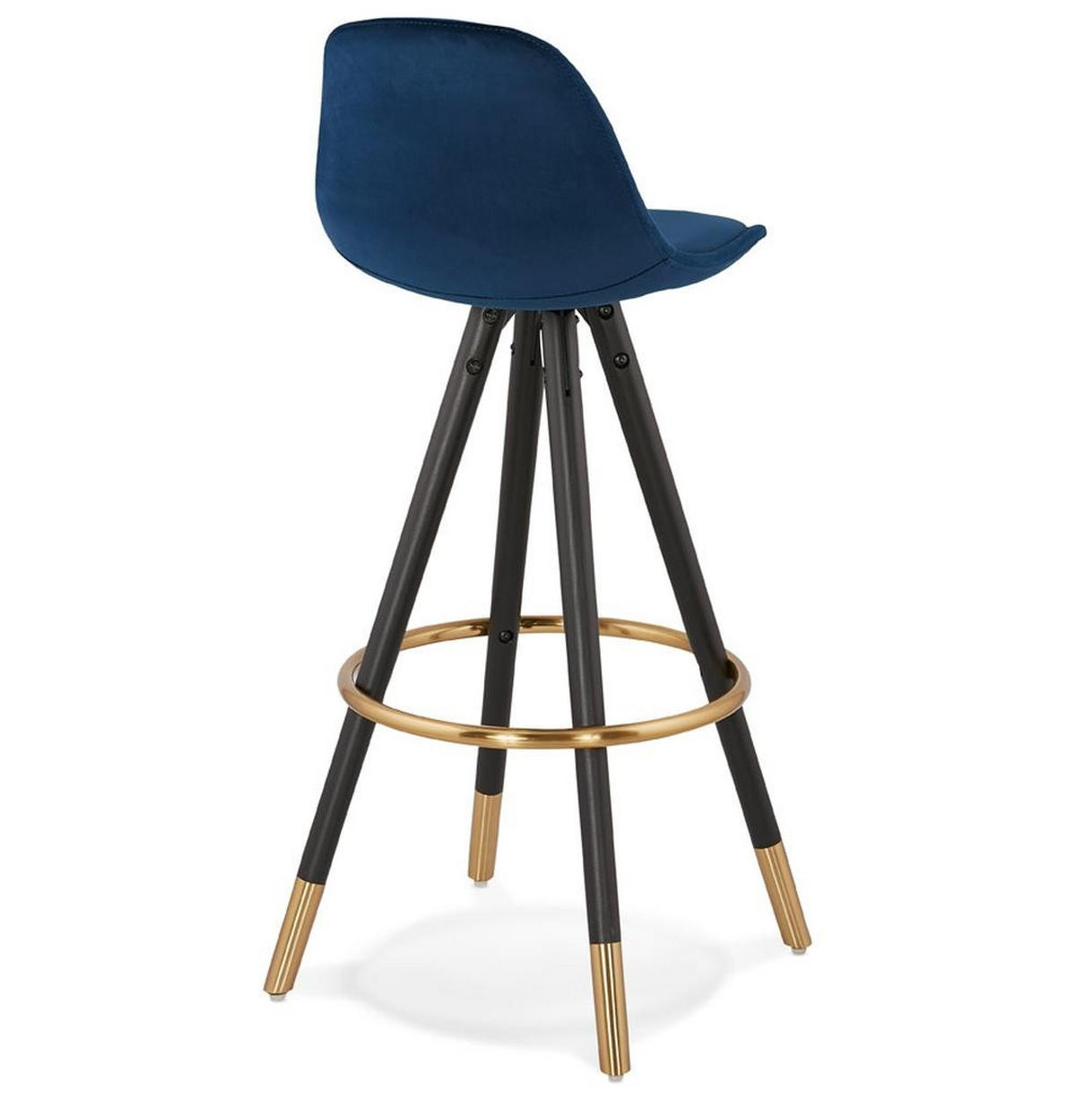 BARHOCKER Samt Holzbeine Sitzhöhe 75cm Eleganter Stil LURALI, Blau 41x41x97 cm - Blau/Schwarz, Buchenholz/Textil (41/97/41cm) - KADIMA DESIGN