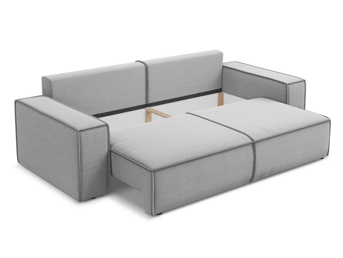 3-SITZER SOFA mit Schlaffunktion Samt Stoff Grün - Dunkelgrün/Schwarz, Kunststoff/Textil (216/86/105cm) - Makamii
