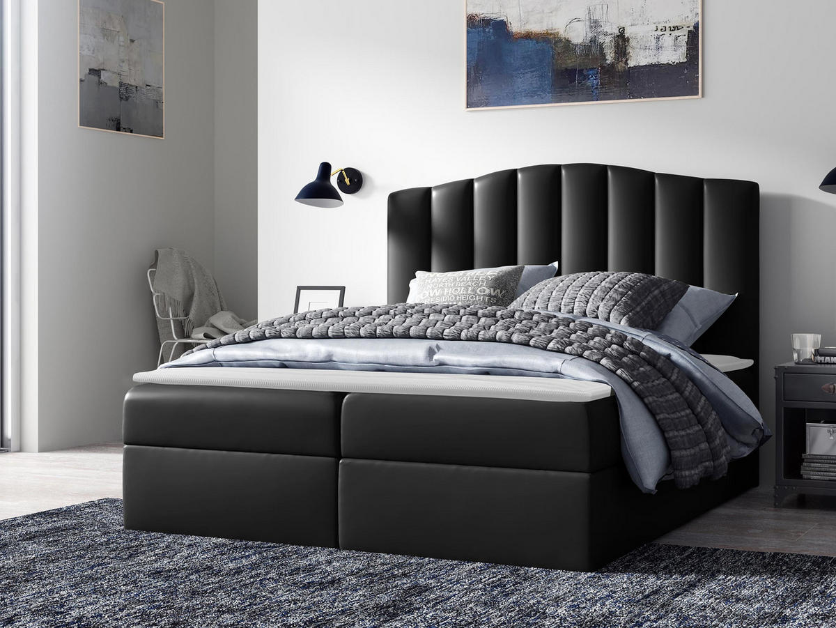 BOXBETT Lindos - Schwarz Hochglanz, Holz (120/200cm) - MIRJAN24