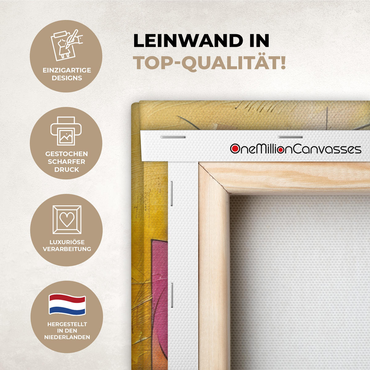 LEINWANDBILD Kunst - Abstrakt - Modern Wandbilder 80x60 cm - Gelb, Textil (80/60cm) - MuchoWow