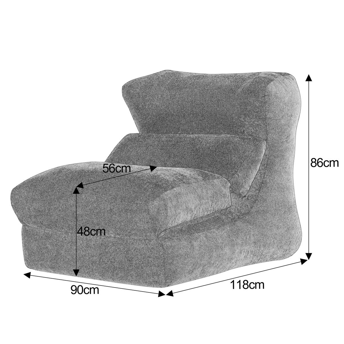 LOUNGE SESSEL Chenille Optik umwandelbar zum Liegestuhl - Grau, Textil (90/86/118cm) - Urban Meuble