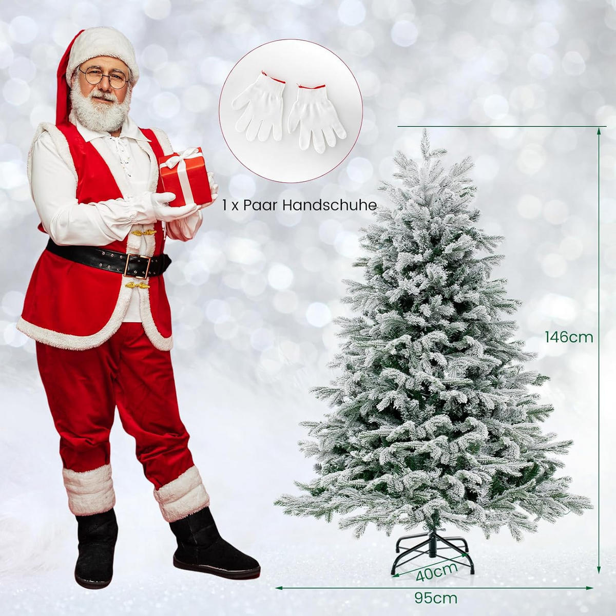 WEIHNACHTSBAUM Beleuchtung Grün - Grün, Kunststoff (146cm) - COSTWAY