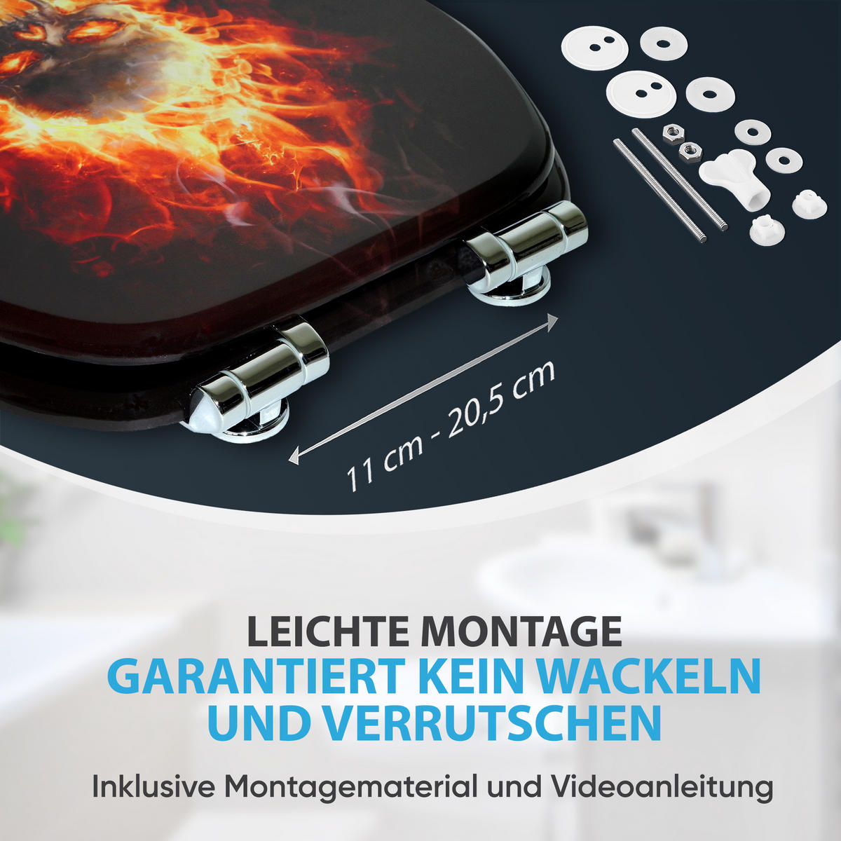 WC-SITZ mit Absenkautomatik Totenkopf - Schwarz, Holzwerkstoff (38/6/47cm) - Sanilo