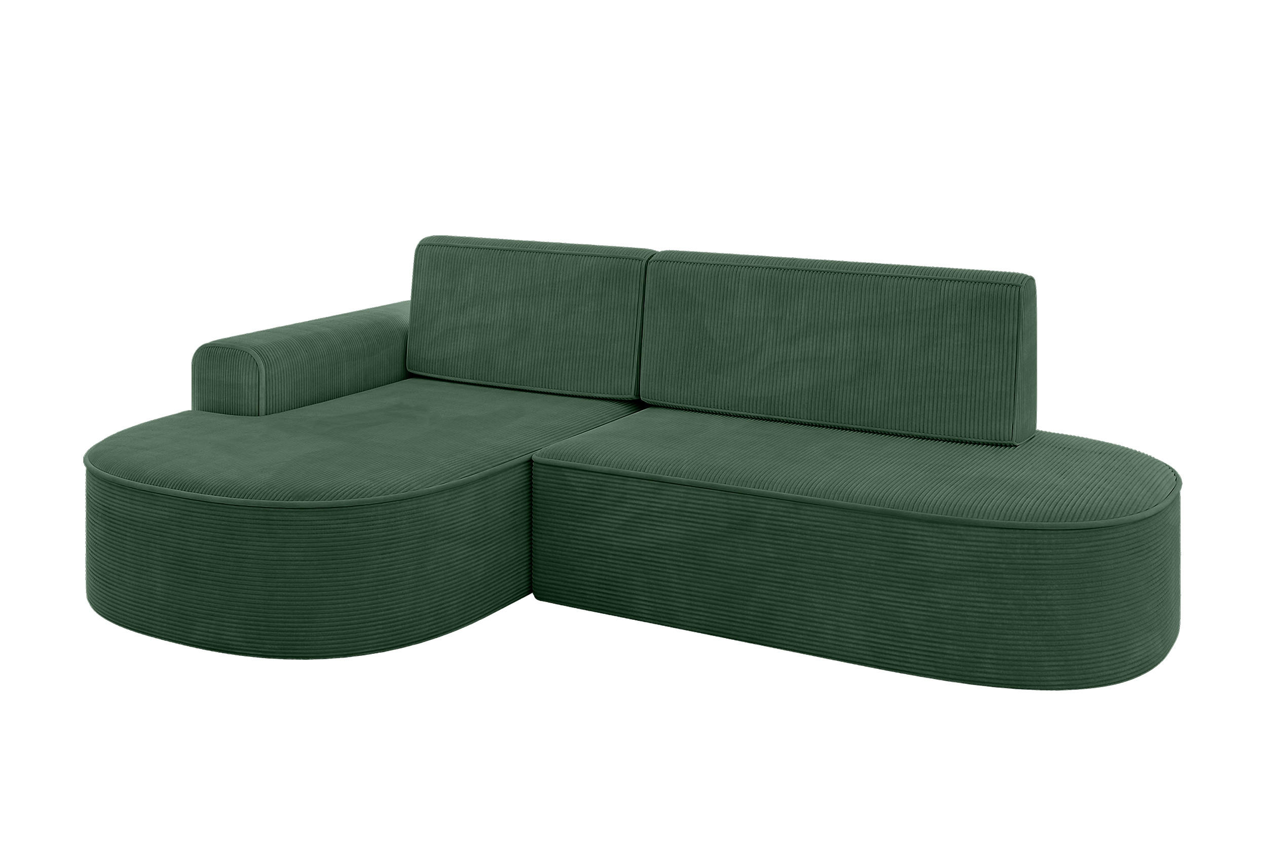 ECKSOFA mit Schlaffunktion und Bettkasten Ottomane Links MARI-L1-S - 283x167x73 cm Grün Cord - Waldgrün/Schwarz, Holzwerkstoff/Kunststoff (283/167cm) - ALTDECOR