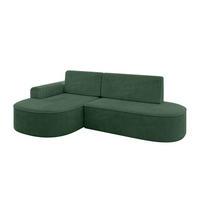 ECKSOFA mit Schlaffunktion und Bettkasten Ottomane Links MARI-L1-S - 283x167x73 cm Grün Cord - Waldgrün/Schwarz, Holzwerkstoff/Kunststoff (283/167cm) - ALTDECOR