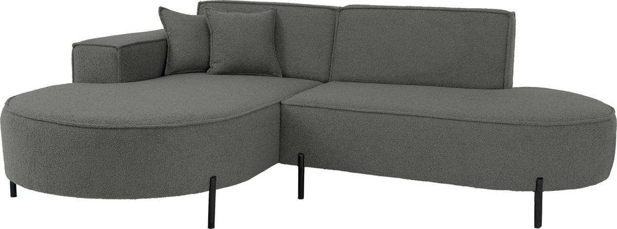 ECKSOFA Hana Loft 3-Sitzer Ecke Links, Boucle, Grau 241/80/168 cm - Schwarz/Grau, Textil/Metall (241/168cm) - WFL GROUP