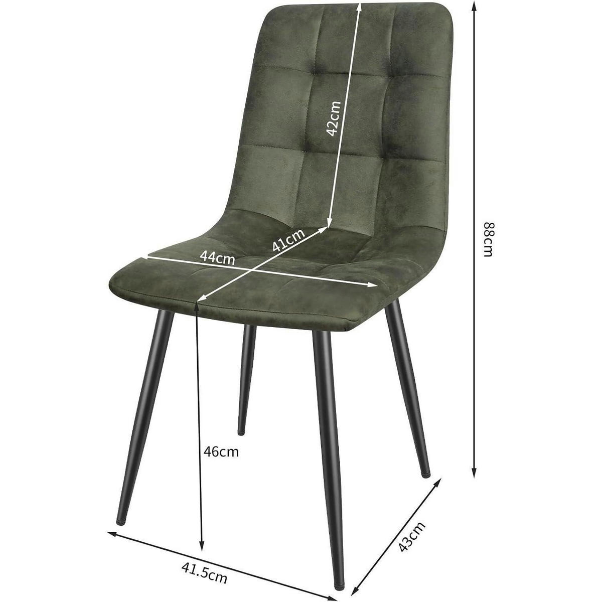 ESSZIMMERSTUHL 2er Set Technologietuch Grün - Olivgrün, Textil (41.5/88/43cm)