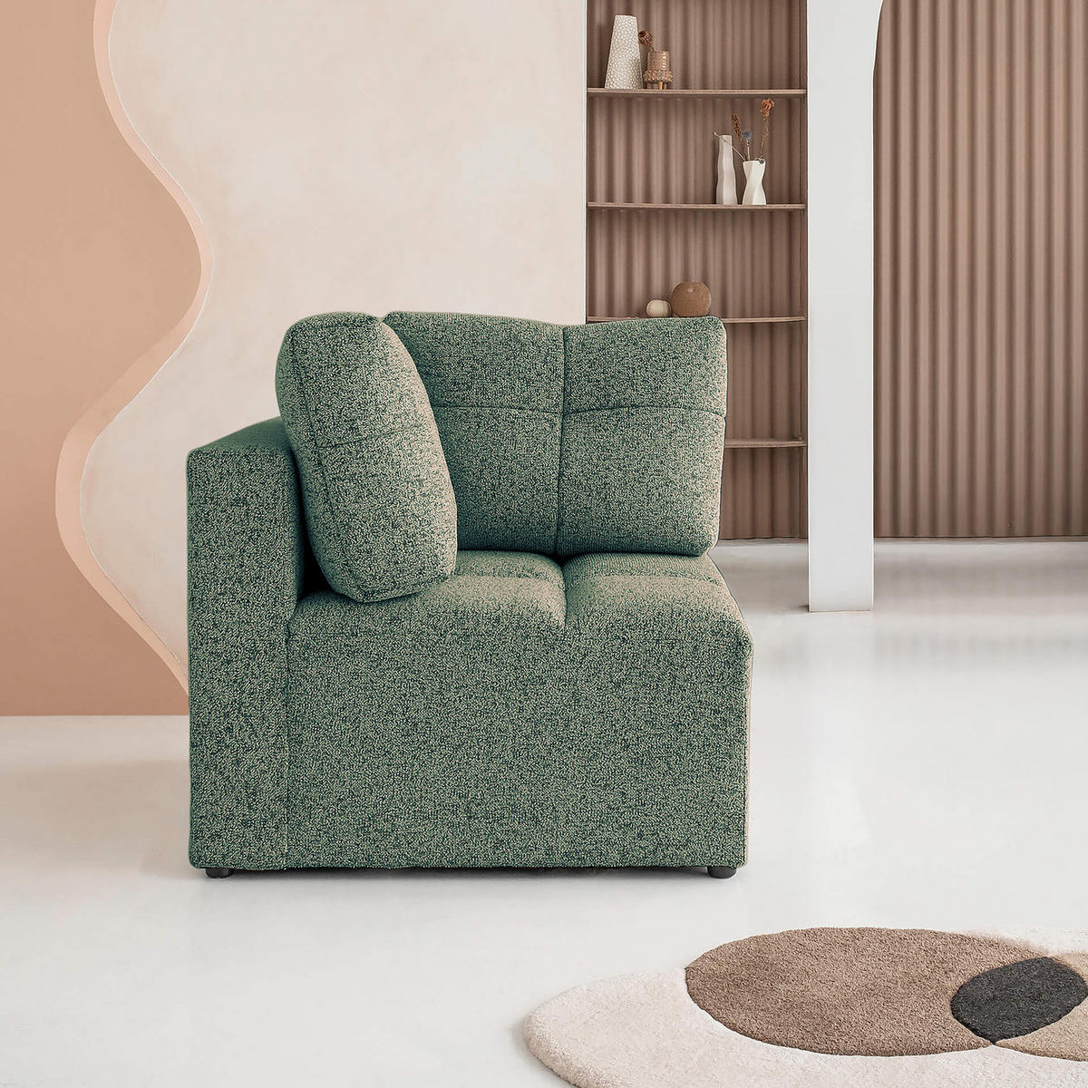 ECKELEMENT - Strukturstoff - Türkis/Beige, Textil (91/94/91cm) - home24