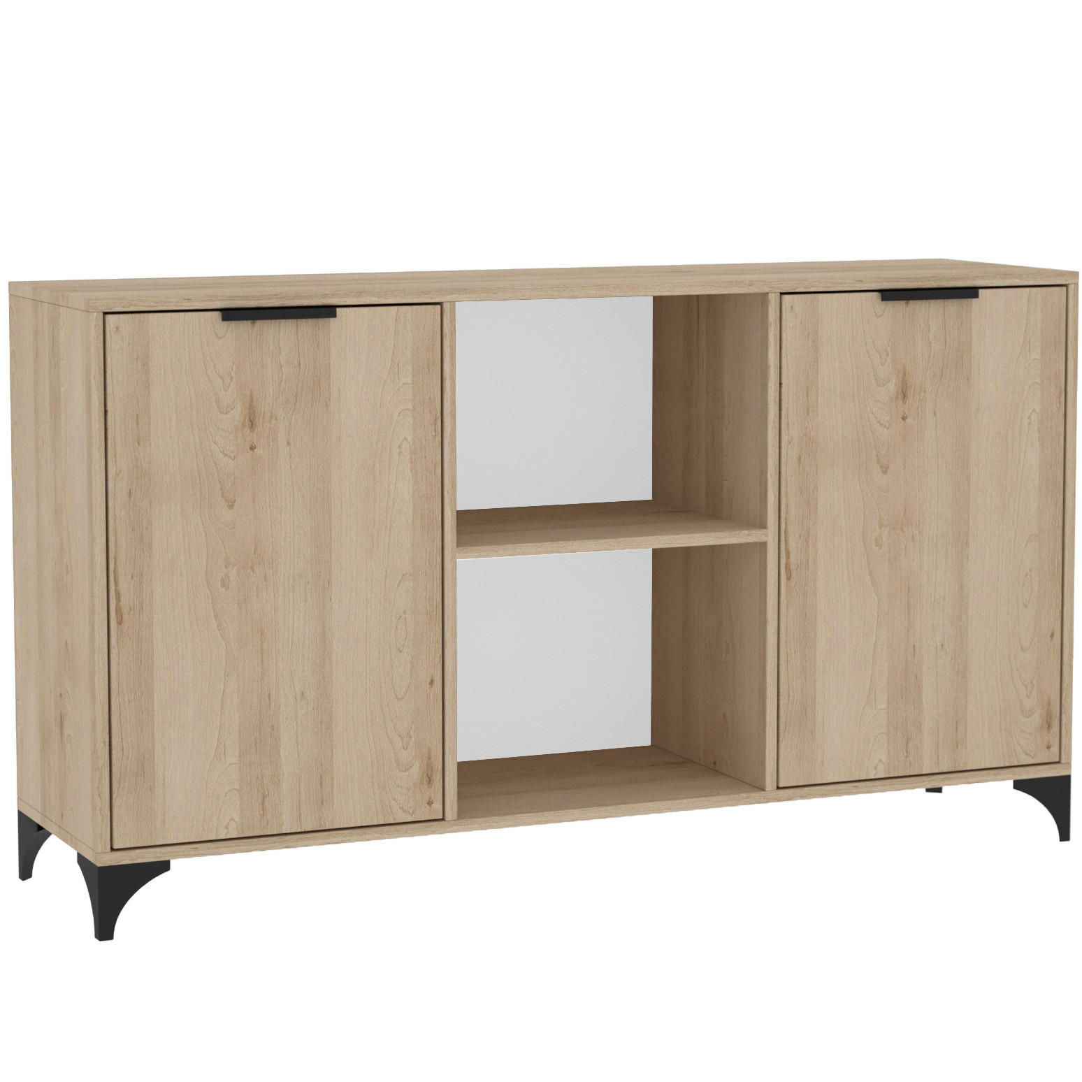 KOMMODE Home mit 2 Türen, mit Griffen, eiche Artisan - Schwarz/Eiche Artisan, Holzwerkstoff (150/85/40cm) - Beautysofa