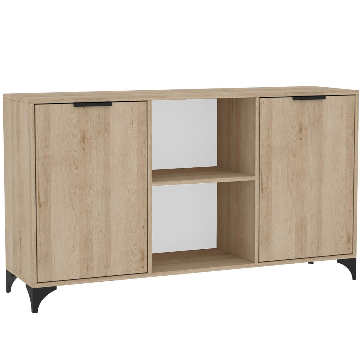 KOMMODE Home mit 2 Türen, mit Griffen, eiche Artisan - Schwarz/Eiche Artisan, Holzwerkstoff (150/85/40cm) - Beautysofa