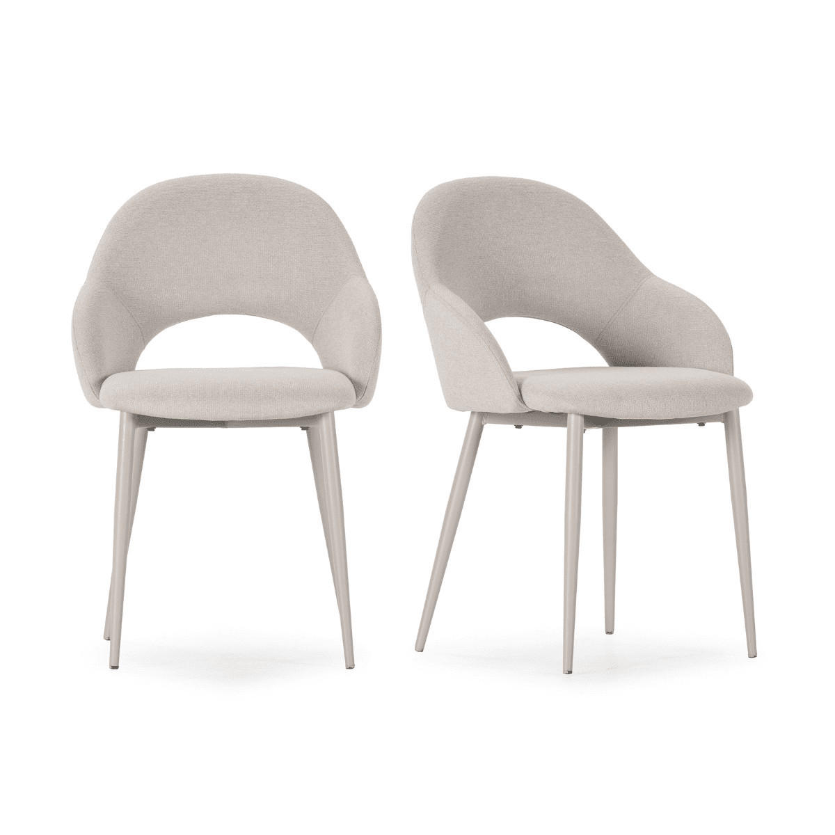 STÜHLE 2er-Set mit Stoffbezug und Metallfüßen 57/84/54 cm - Beige, Textil (57/84/63.5cm) - Calicosy