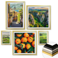WANDBILDER 5er Set - 50x50 cm & 20x30 cm & 40x60 cm Goldrahmen - Italienische Landschaft Orangen Natur - Goldfarben, Kunststoff (40/60cm) - ArtPrintCave