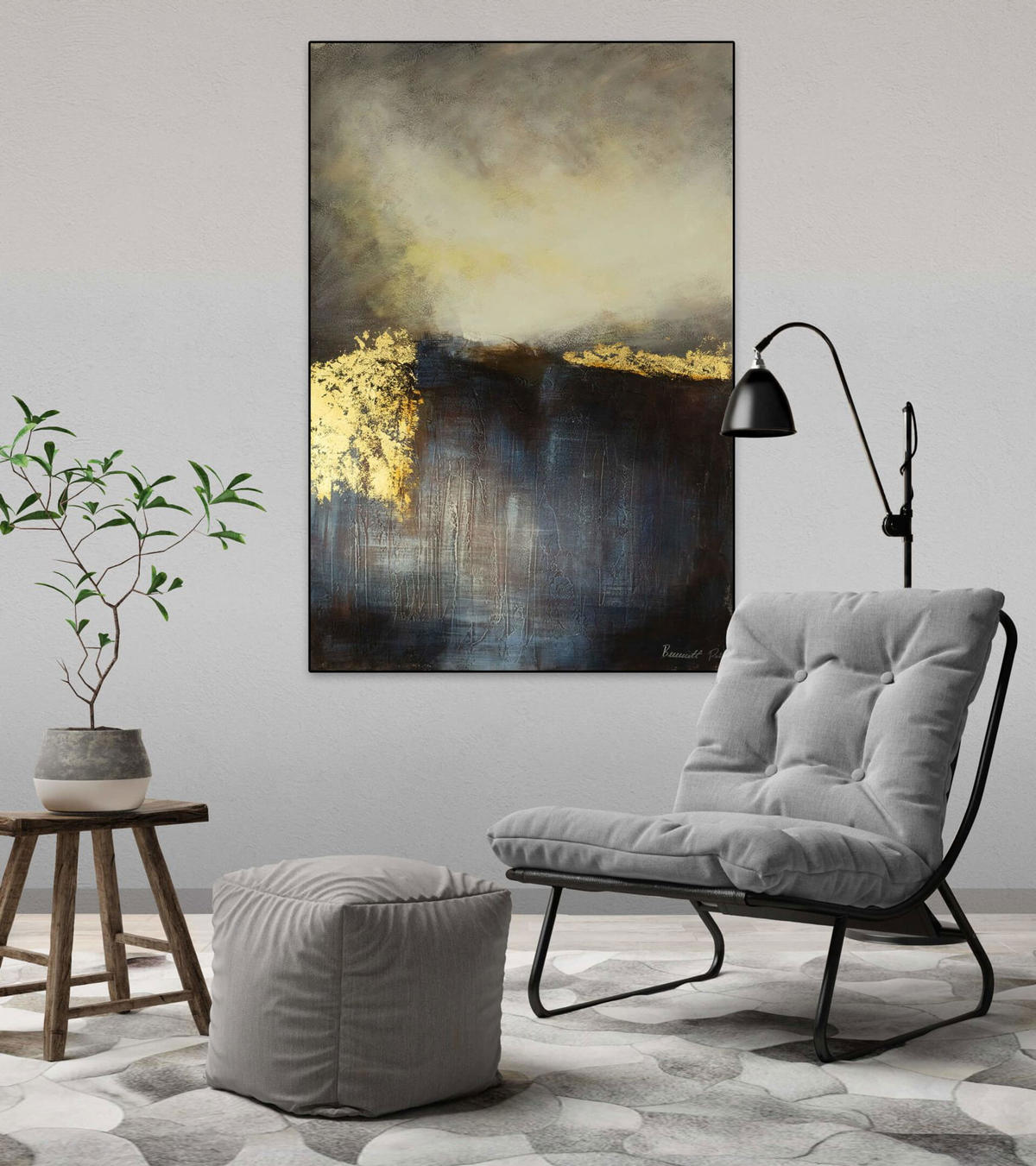 ACRYLBILD HANDGEMALT 80/120 cm - Blau, Holz/Textil (2.3/120cm) - KUNSTLOFT