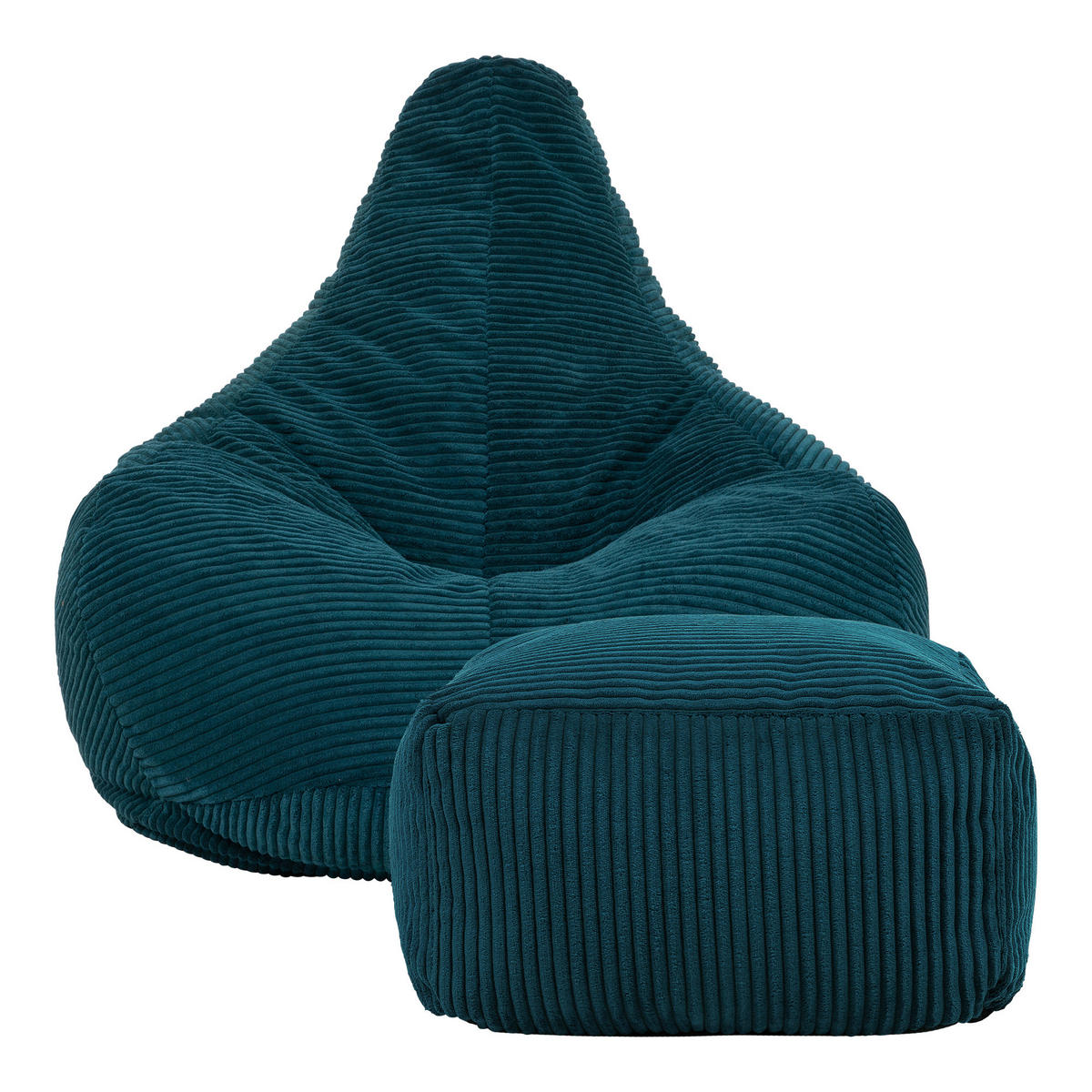 SITZSACK Dalton mit Hocker - Dunkelgrün/Petrol, Textil (90/73/84cm) - icon