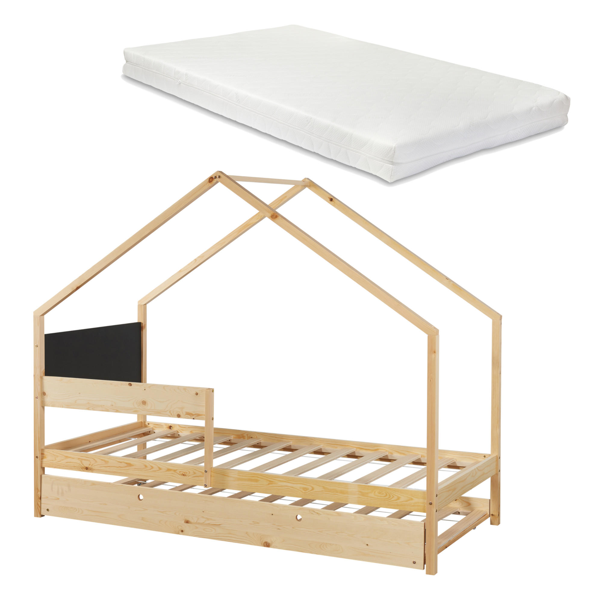 KINDERBETT Sodankylä mit Matratze - Naturfarben, Holz (90/200cm) - [en.casa]