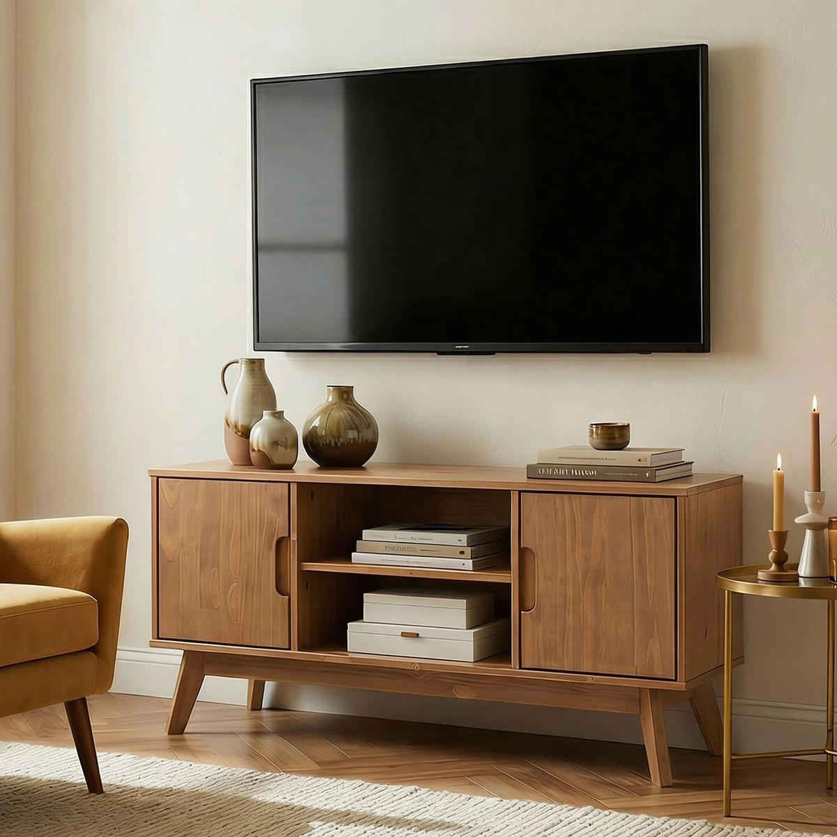 LOWBOARD TIVOLI - Dunkelbraun, Holz (114/54/39cm) - IDIMEX