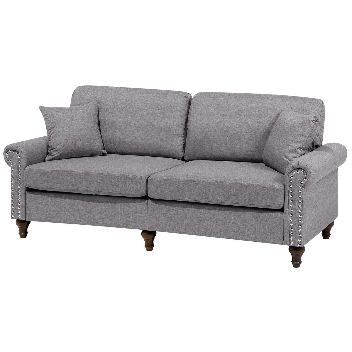 3-SITZER-SOFA Polyester Grau Otra - Hellgrau, Textil (195/84/76cm) - Beliani