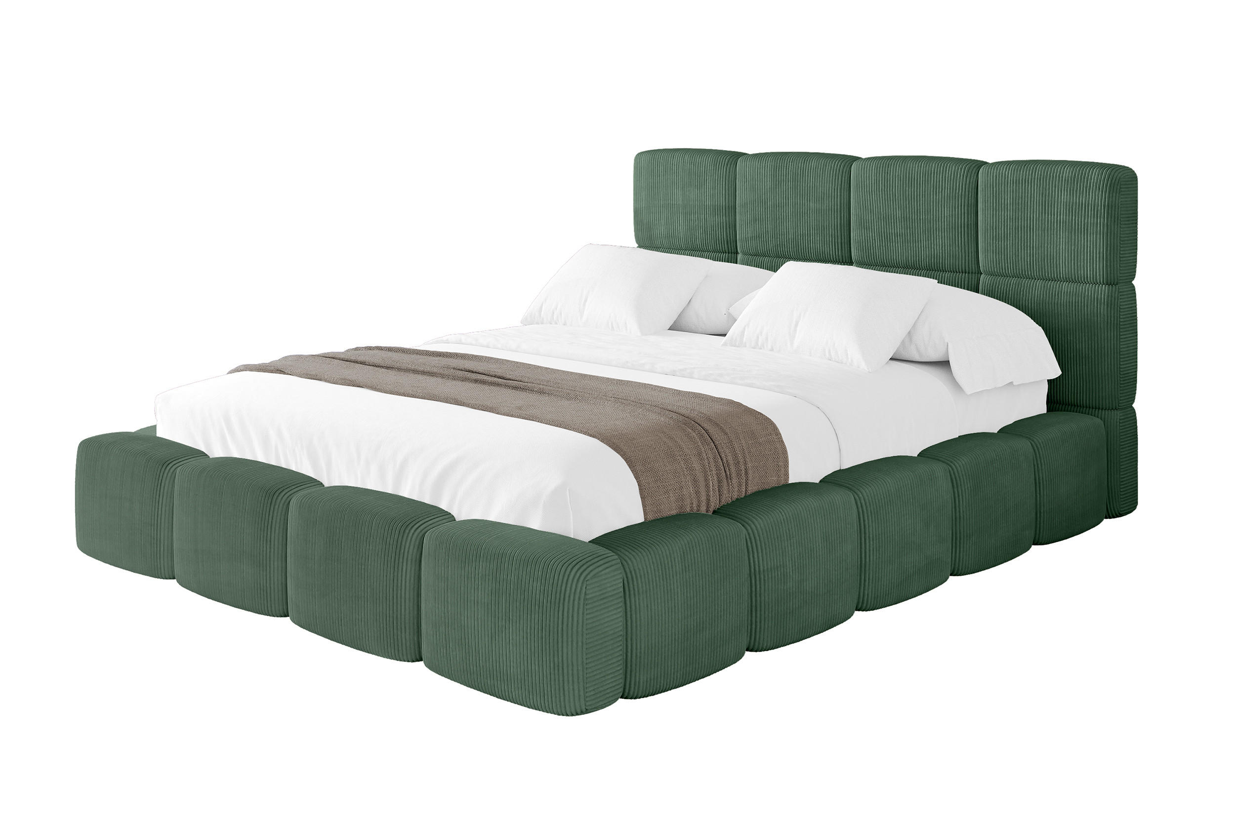 POLSTERBETT mit Bettkasten und Lattenrost, Bett mit Kopfteil, Boxbett ohne Matratze, Doppelbett mit Stauraum - NATA 120x200 Grün - Grün, Holzwerkstoff/Textil (120/200cm) - ALTDECOR