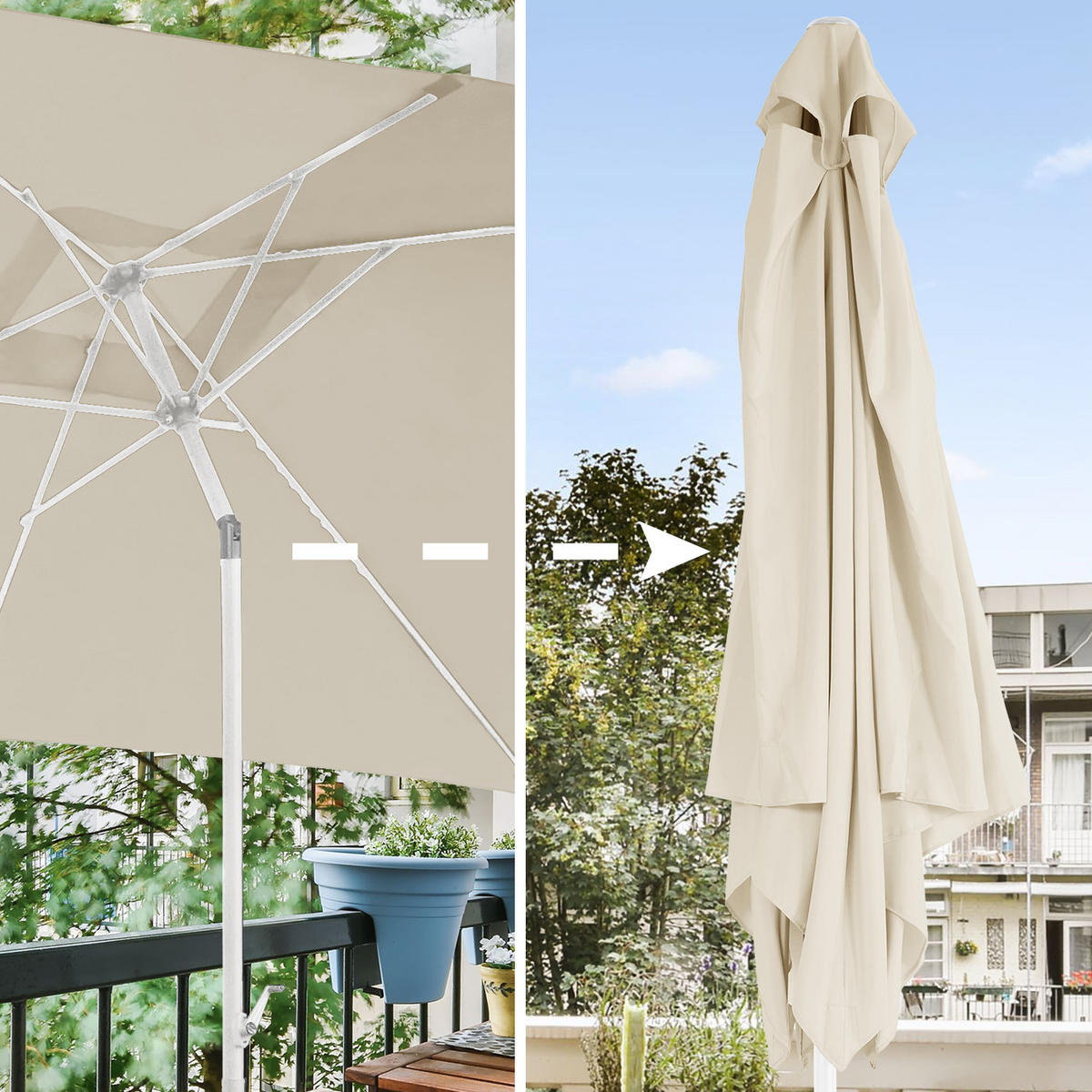 SONNENSCHIRM Set mit Ständer Beige - Beige, Textil (200/300cm) - SVITA
