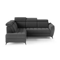 ECKSCHLAFSOFA Aurora II mit verstellbare Kopfstützen, Anthrazit, links - Anthrazit/Schwarz, Textil (266/204cm) - Beautysofa