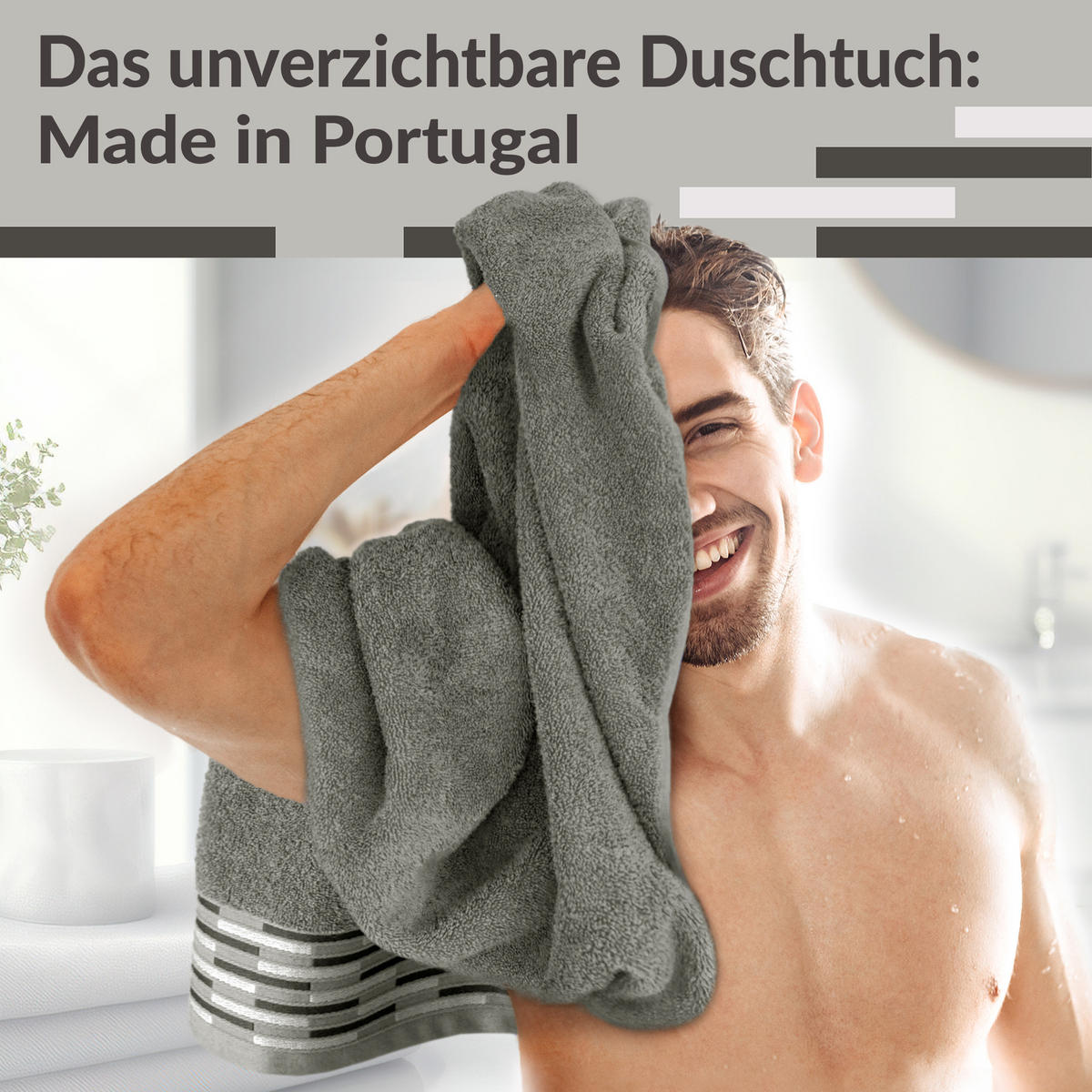DUSCHTUCH Lugano Dunkelgrau 2er 70x140 cm - Dunkelgrau, Textil (70/140cm) - Lashuma