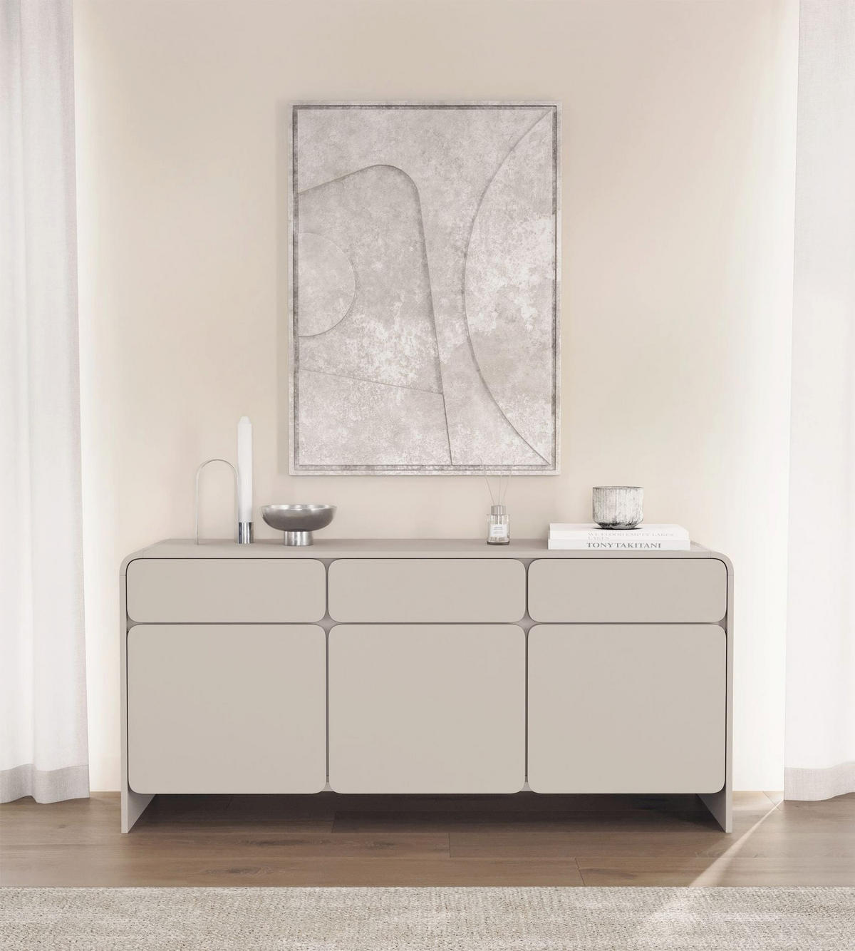 KOMODA Lummo kašmírovo sivá 156 cm - taupe, kompozitné drevo (156/72.5/39cm) - Selsey
