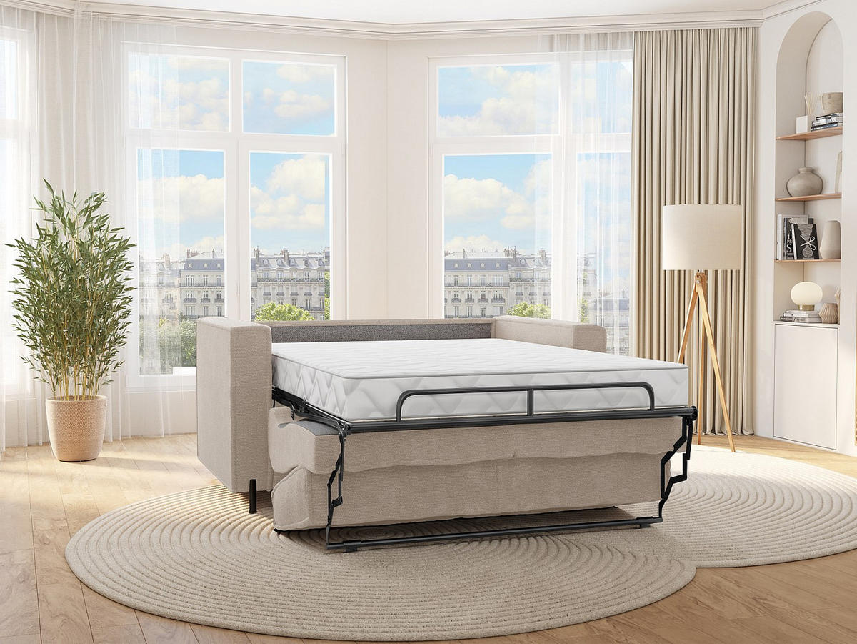SCHLAFSOFA - 3 Personen - Stoff - Beige - - Beige, Textil (198/100/223cm) - Vente-Unique