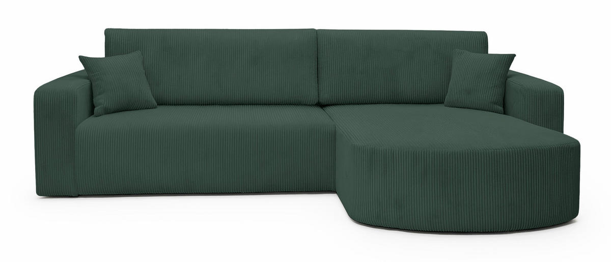 ECKSOFA TEEO Cord Dunkelgrün 170 cm L-Form beidseitig - Dunkelgrün/Schwarz, Kunststoff/Textil (170/275cm) - Homebook