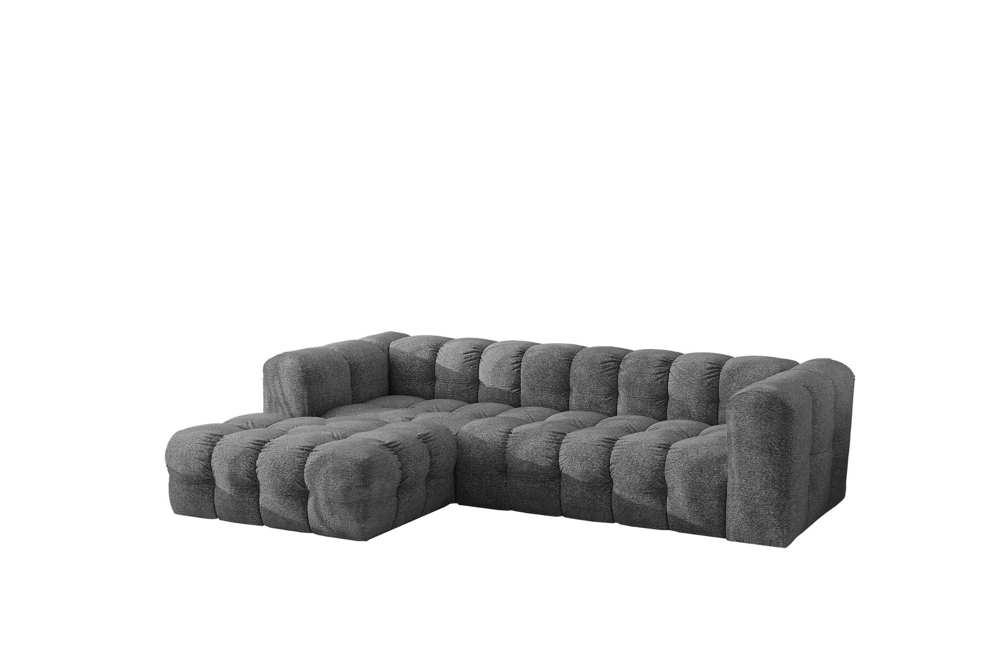 ECKSOFA L-form BALOO L, Chenille-Stoff Arena, Anthrazit, Links - Anthrazit, Holz (280/193cm) - Kaiser Möbel