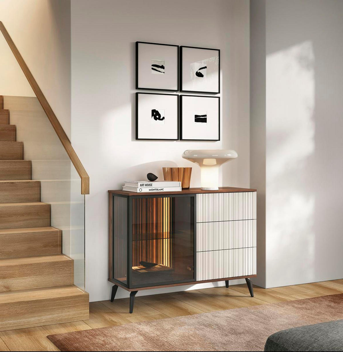 KOMMODE mit 3 Schubladen und Tür VIVIN - Nussbaumfarben, Holzwerkstoff (103/80/39cm) - Compleo24