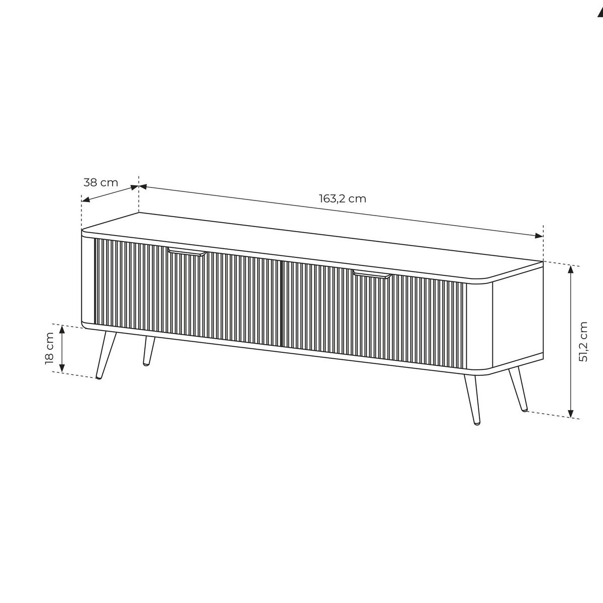TV-ELEMENT LEKNES RTV1 Reliefierte Fronten aus MDF-Platte Beige Beige - Beige, Glas/Holzwerkstoff (163/51/38cm) - Komodee