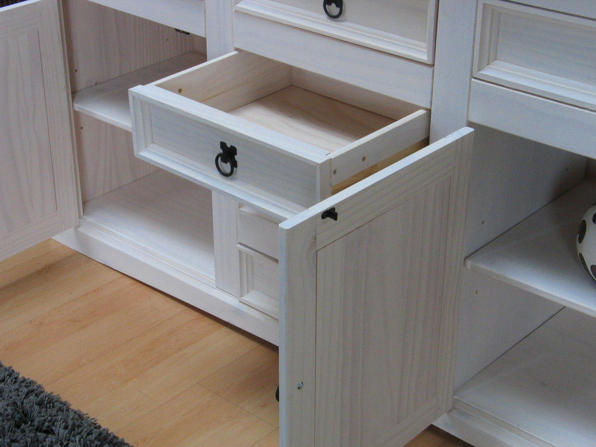 SIDEBOARD weiß - Weiß, Holz/Textil (200/84/44cm) - ebuy24