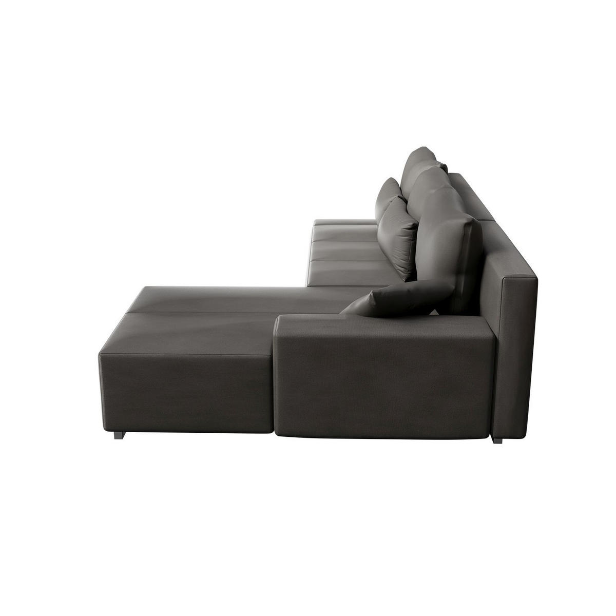 SOFA Davos mit Ottomane rechts hellgrau inkl LED - Hellgrau, Textil (260/180cm) - Juskys