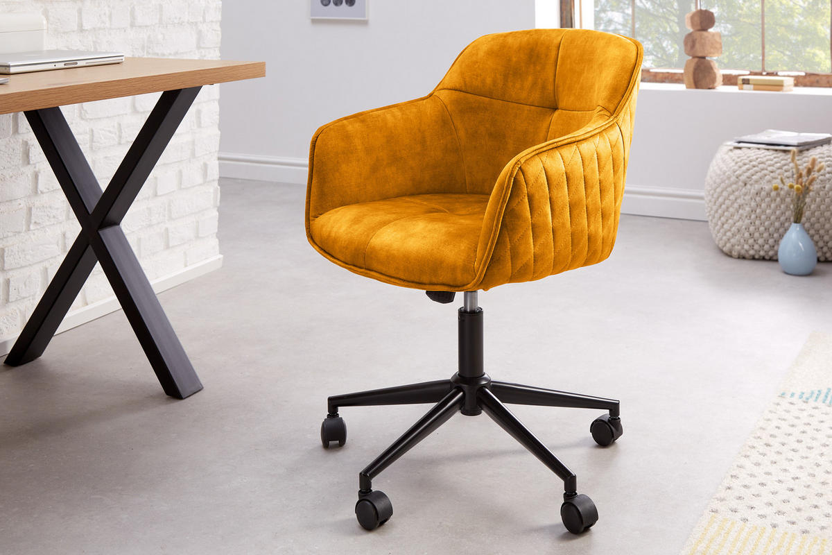 STUHL EUPHORIA Samt Senfgelb 90 cm - Gelb/Schwarz, Textil/Metall (58/81/60cm) - riess-ambiente