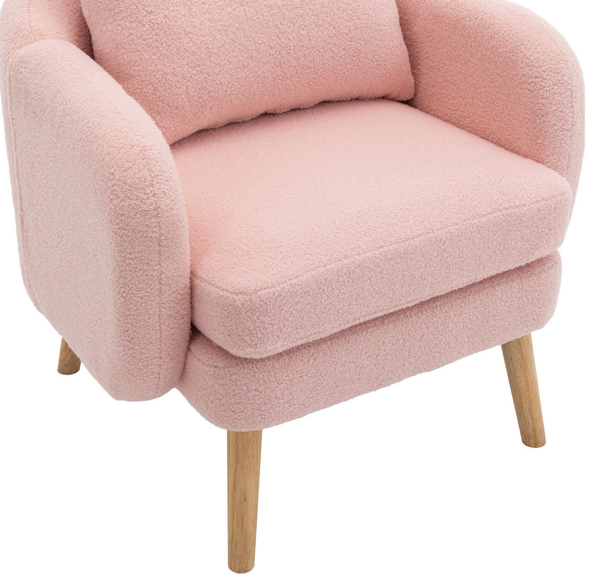 SESSEL 71/71/72 cm Pink aus Teddy mit Kissen - Rosa, Textil (72/71/71cm) - OKMYHOME