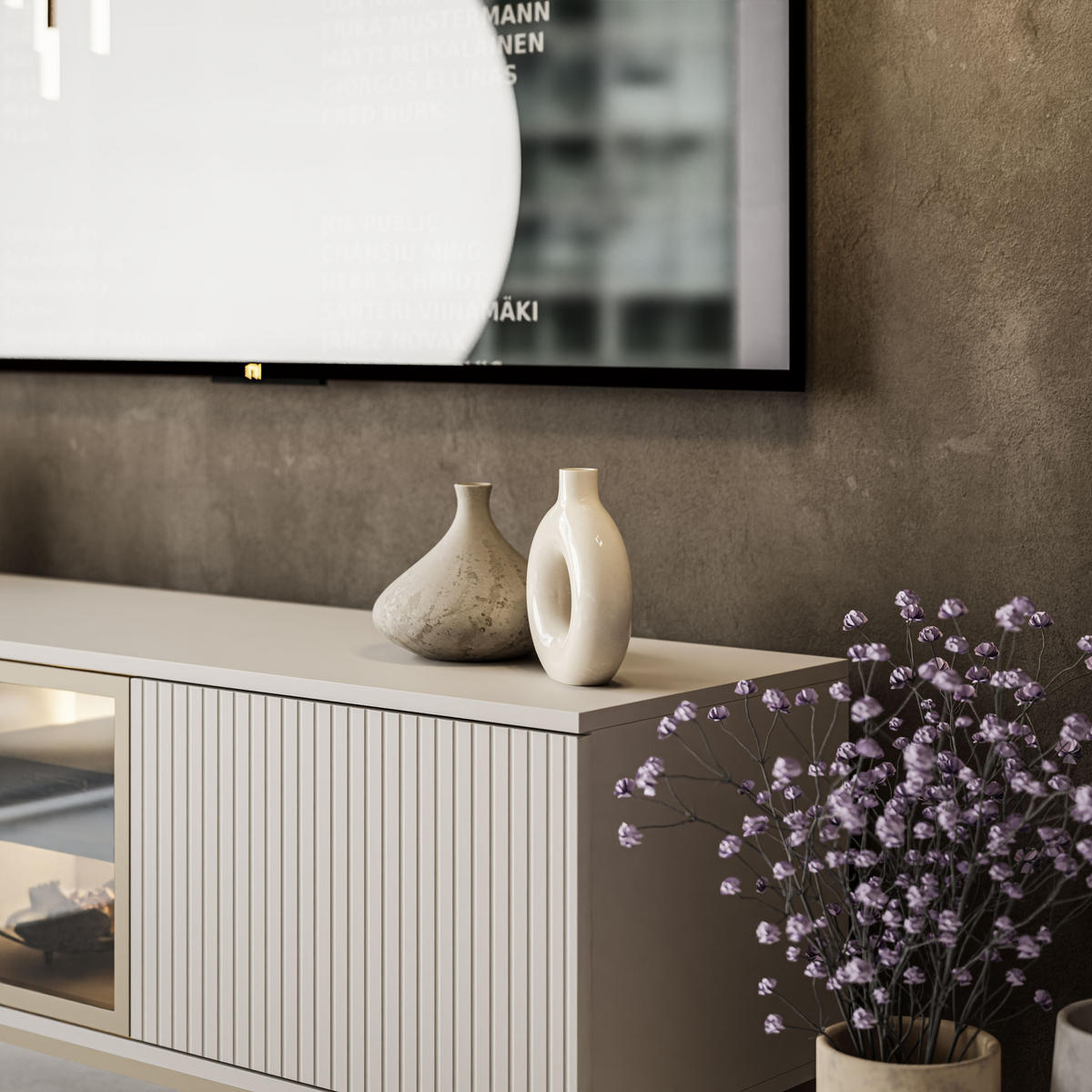 TV-ELEMENT ECLIPSE 154 KASCHMIR mit Beleuchtung,KASCHMIR - Kaschmir, Holzwerkstoff (154/56/39cm) - Lookway