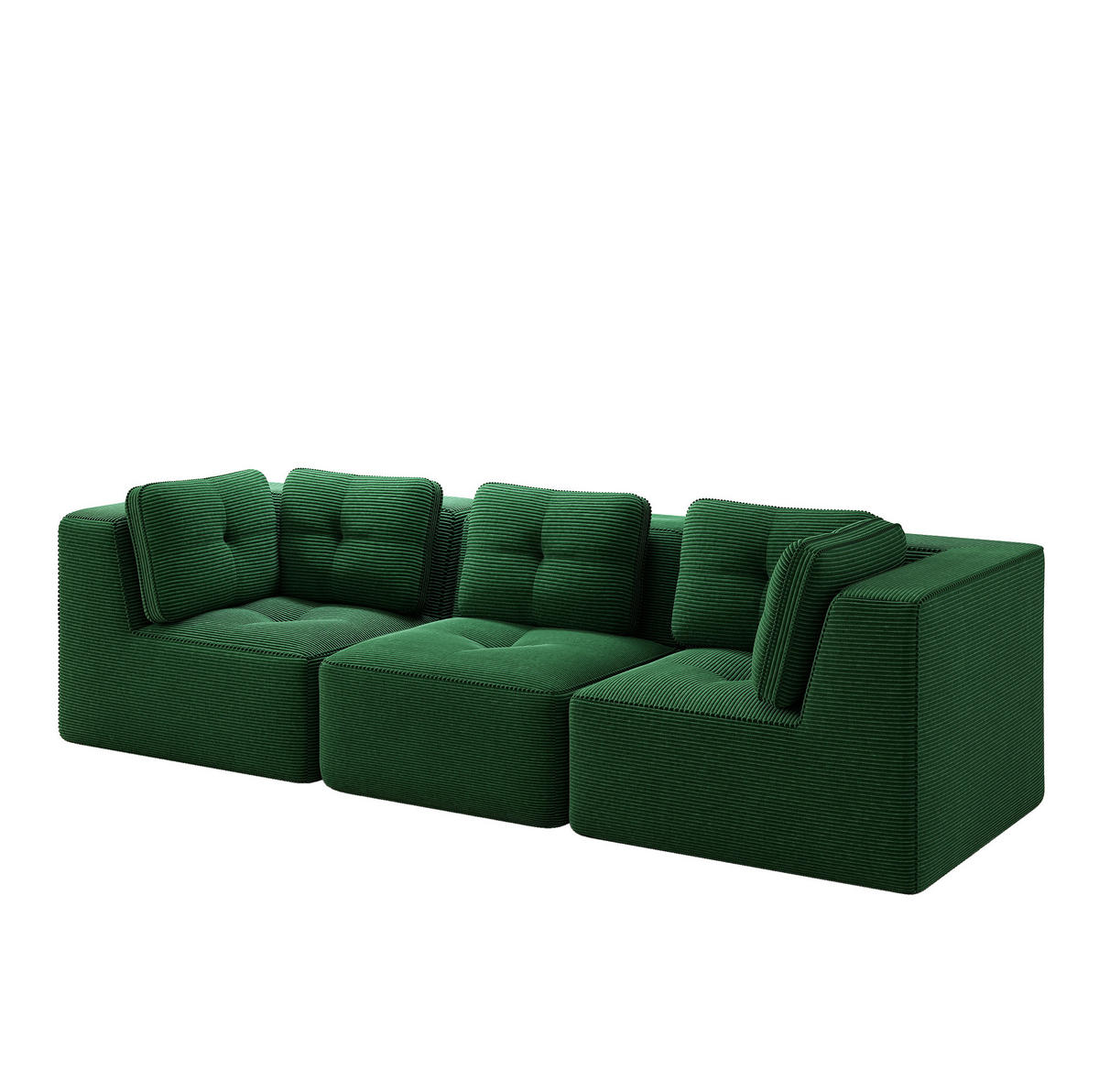 ECKSOFA modular mit 74 cm Sitztiefe Cord - Grün, Kunststoff (104/69/297cm) - Meubliv