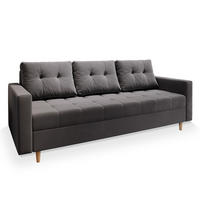 BETTSOFA MILO Grau Plüsch-Stoff mit Schlaffunktion - Grau, Textil (220/93/87cm) - MASSENO