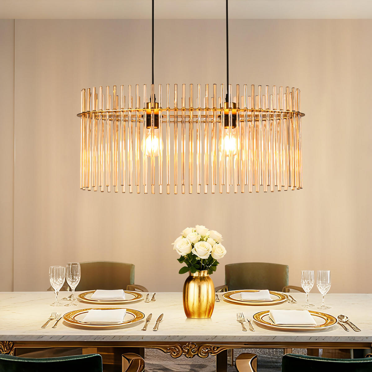 PENDELLEUCHTE Ivy 25/60/150 cm - Goldfarben, Glas (25/60/150cm) - ZMH