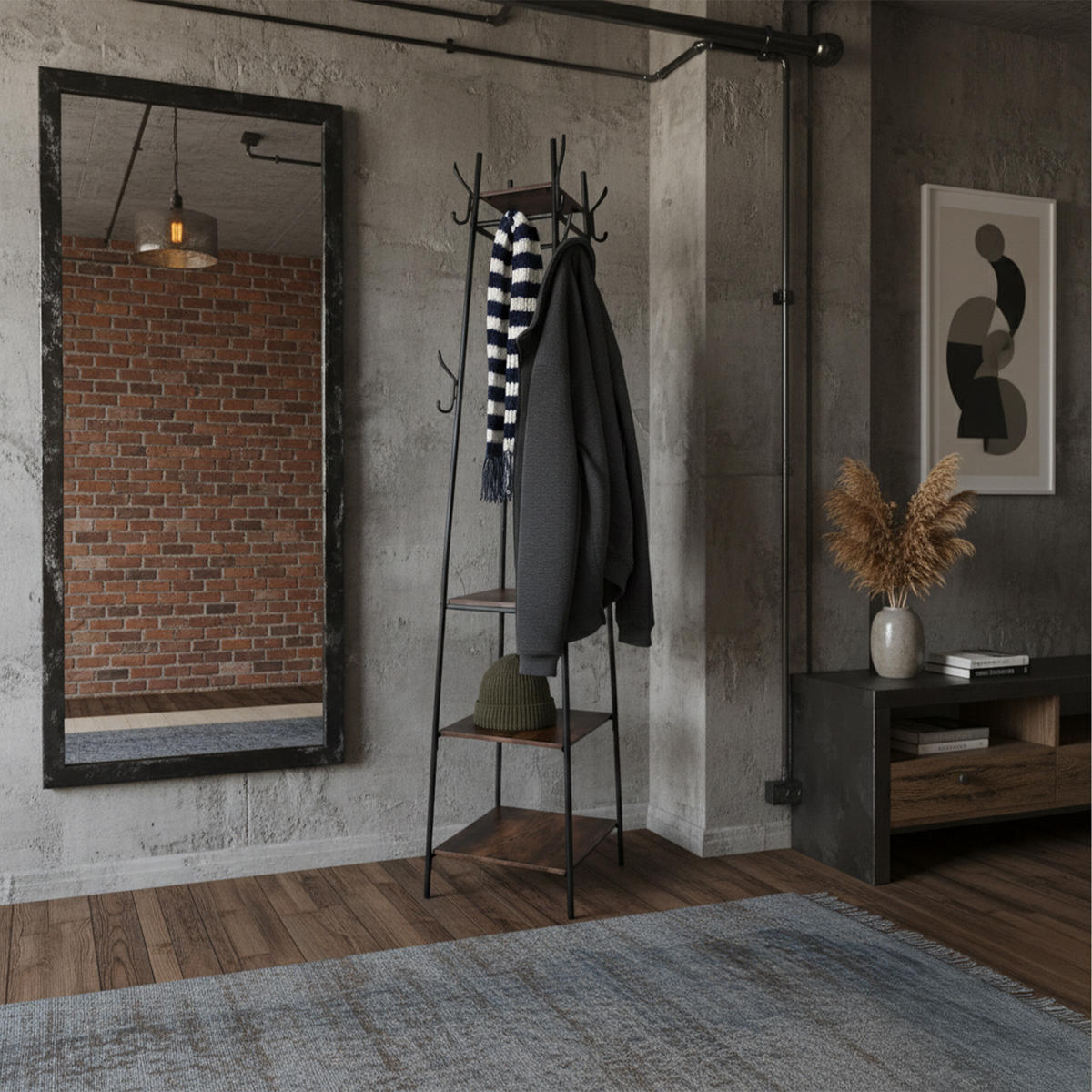 GARDEROBENSTÄNDER - Multicolor, Holzwerkstoff/Metall (43/180/43cm) - Relaxdays