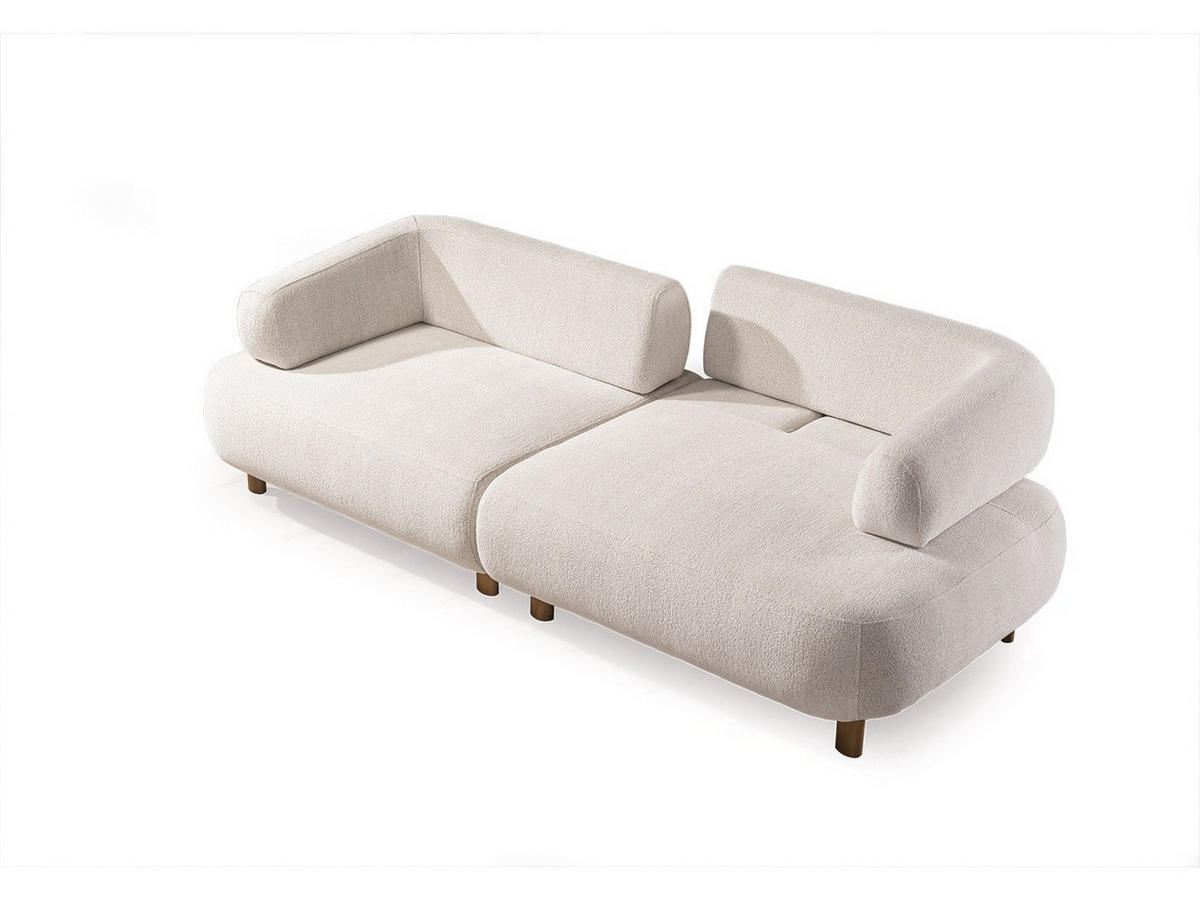 SOFA Barcelona 3-Sitzer Webstoff Creme - Beige, Holz/Textil (230/79/110cm) - Villa Möbel