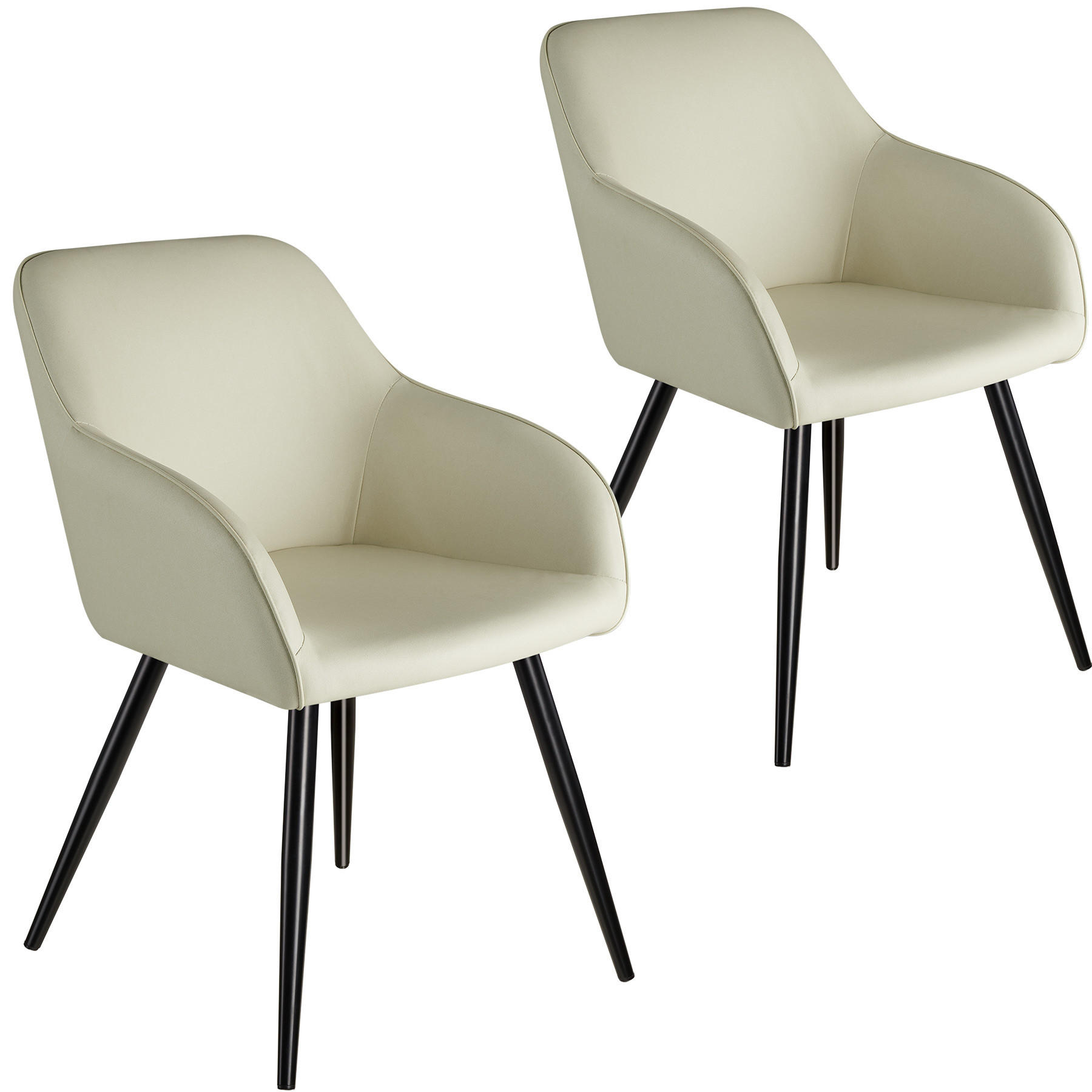 ESSZIMMERSTUHL 2er Set Marilyn 58 x 62 x 82 cm crème/schwarz - Creme/Schwarz, Textil (58/82/62cm) - tectake
