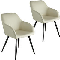 ESSZIMMERSTUHL 2er Set Marilyn 58 x 62 x 82 cm crème/schwarz - Creme/Schwarz, Textil (58/82/62cm) - tectake