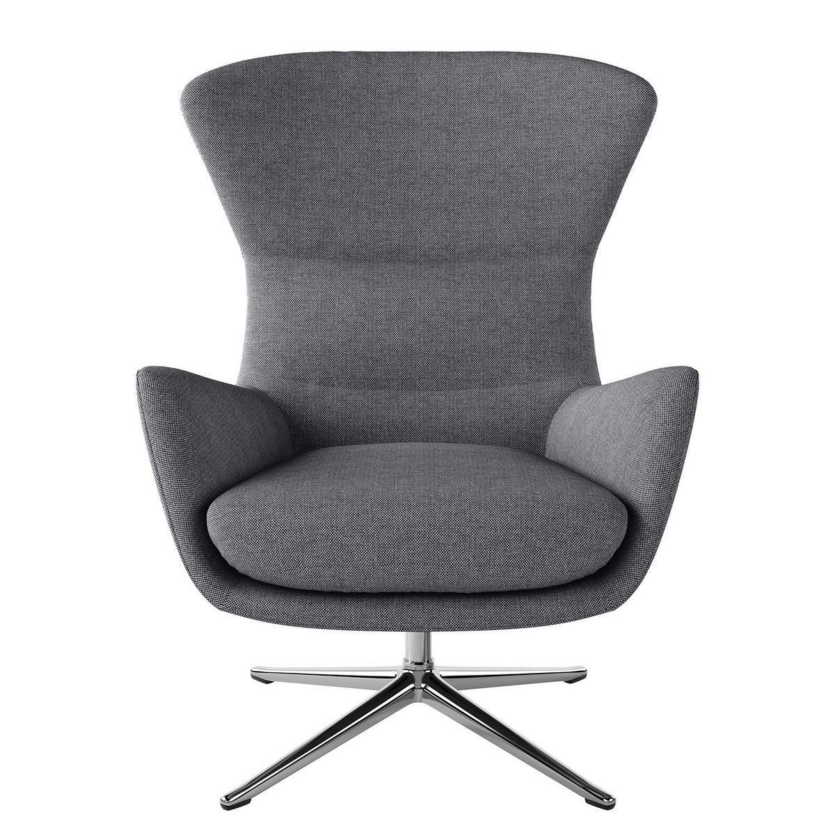 SESSEL mit Kreuzfuß - Chromfarben/Grau, Textil/Metall (84/99/96cm) - home24