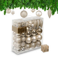 110-TLG.WEIHNACHTSKUGELN-SET - Beige, Kunststoff (8/9/8cm) - Relaxdays