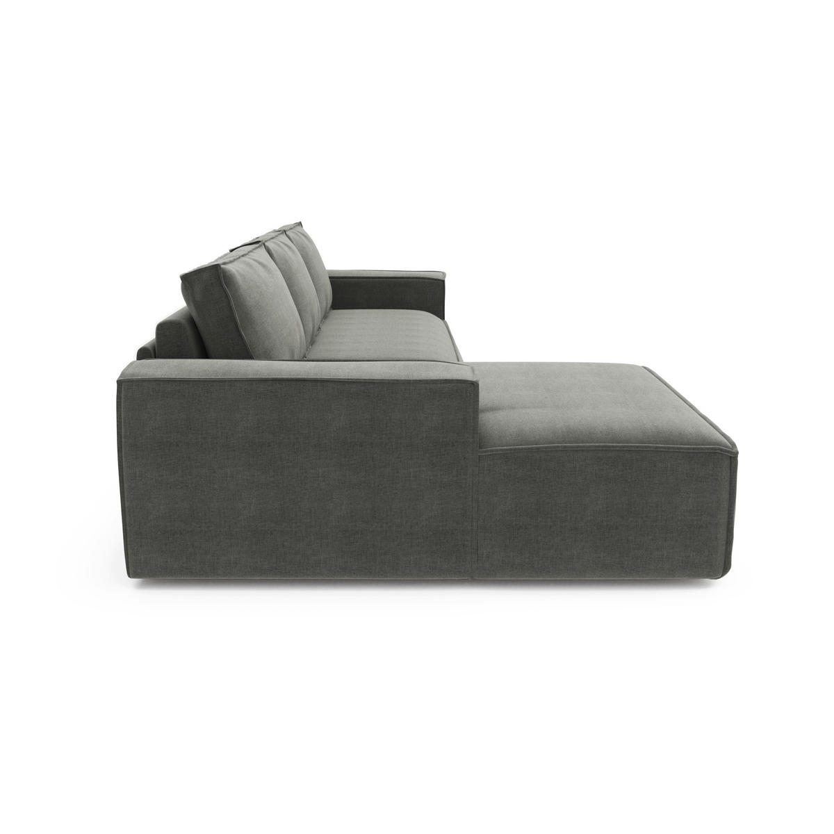 ECKSOFA LINKS Samt Grau 302cm - Grau, Textil (165/302cm) - Sia Home