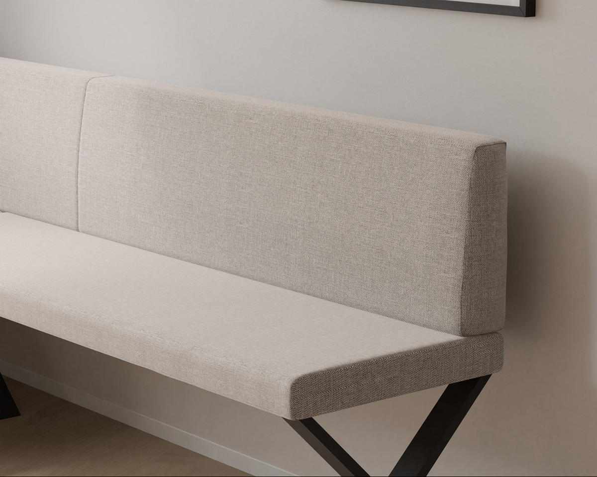 ECKBANK links VERO X Webstoff glatt, 128/168 cm Beige - Beige, Textil/Metall (128/168cm) - Idohome